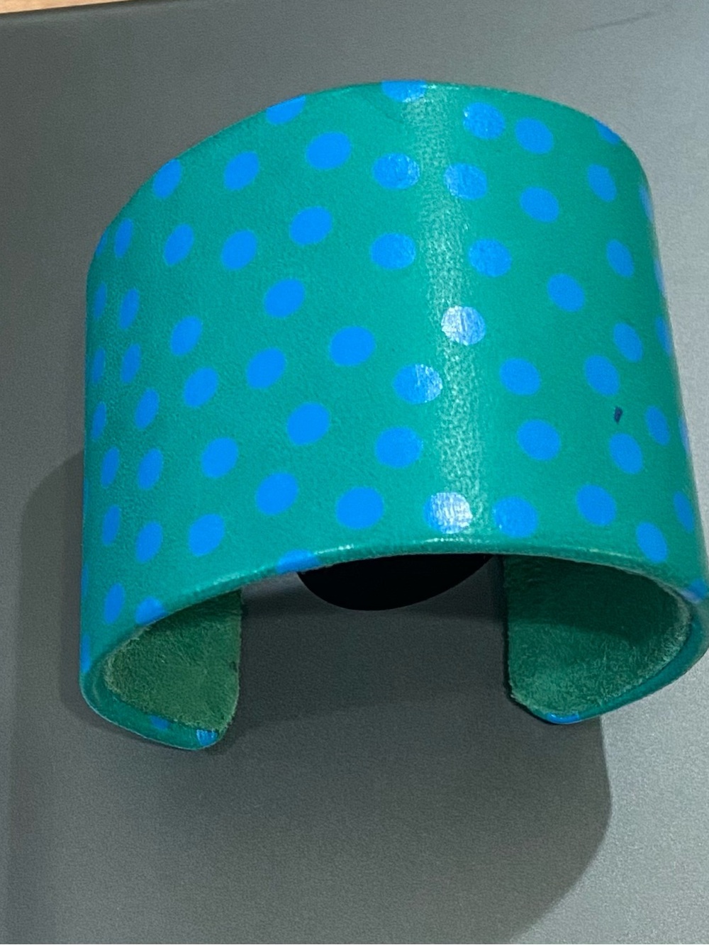 Leather Polka Dot Cuff Bracelet - Teal and Blue by DUANE FITZGERALD.